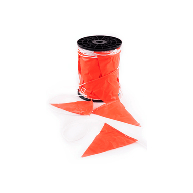 Bunting / Flagging 100m Roll On Plastic Reel - Orange - Car Parks and Roads