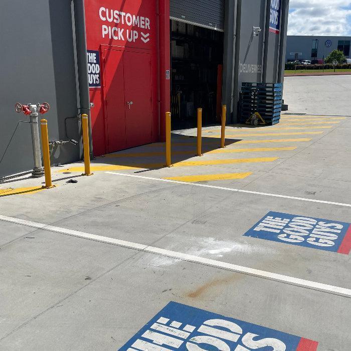 Bollards at The Good Guys pick up point