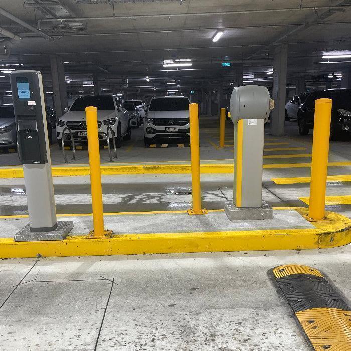 Bollards at car park boom gates