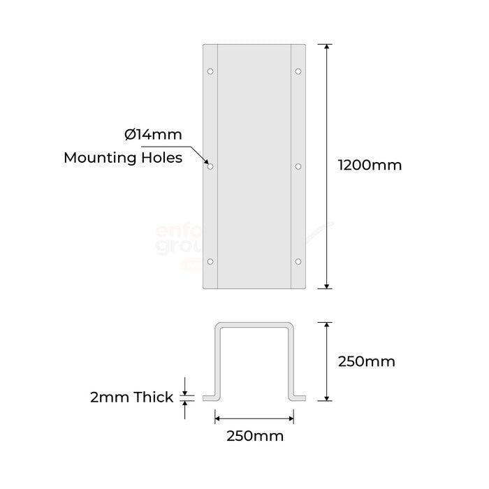 Down pipe protector - 250 x 250mm galvanised - Car Parks and Roads