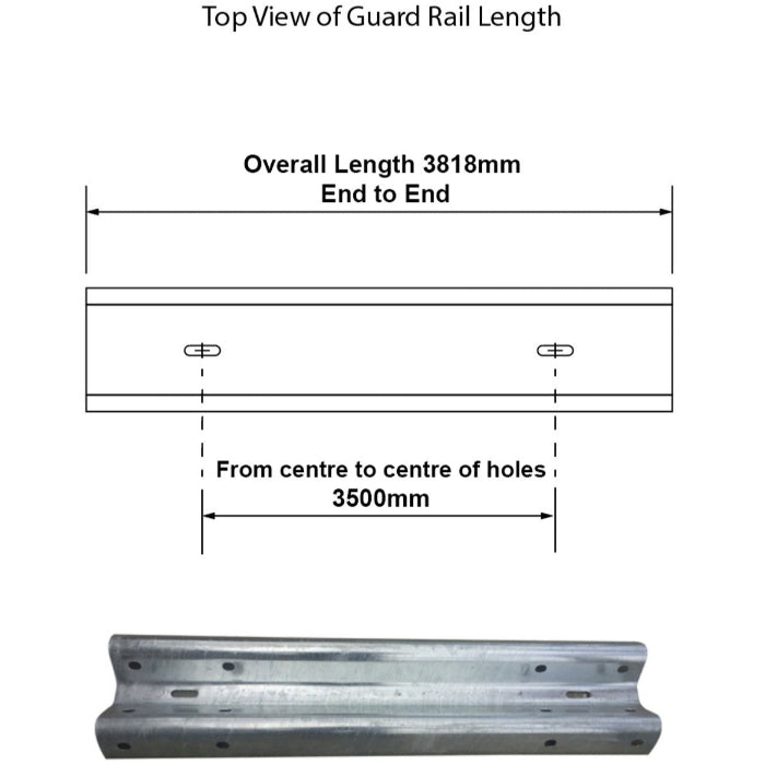 Galvanised Guard Rail 3.5M Heavy-Duty Steel Safety Barrier