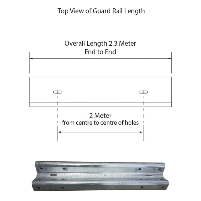 Galvanised Guard Rail W-Beam 2M Length Steel Barrier