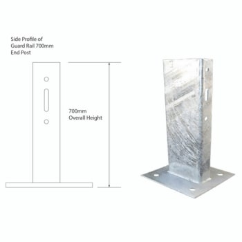 Guard Rail 700mm Post with Baseplate diagram