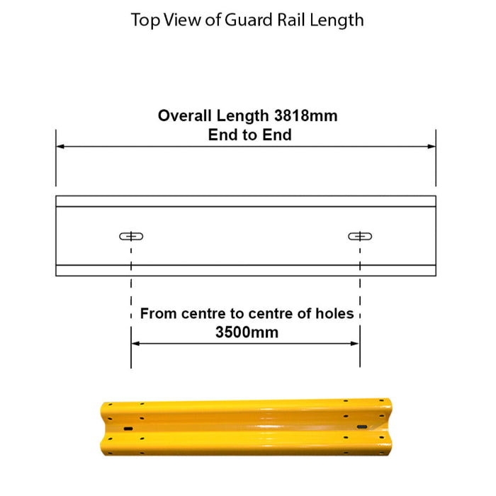 Guard Rail 3.5M Powder Coated Safety Yellow Steel Barrier