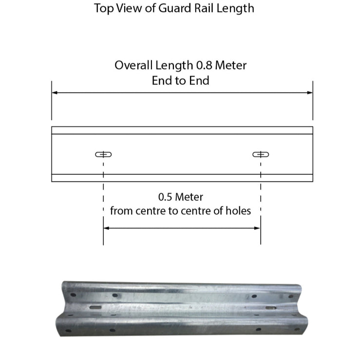 Guard Rail W-Beam 0.5M length - Galvanised