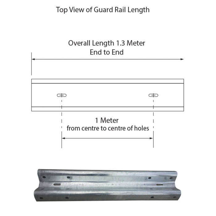 Guard Rail W-Beam 1M length - Powdercoated Safety Yellow