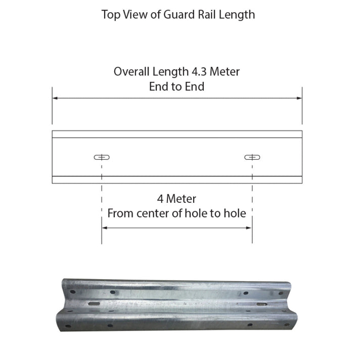 Guard Rail W-Beam 4M Galvanised Steel Safety Barrier