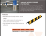 Corner guard - rubber square nose 100mm wide x 800mm long - Car Parks and Roads