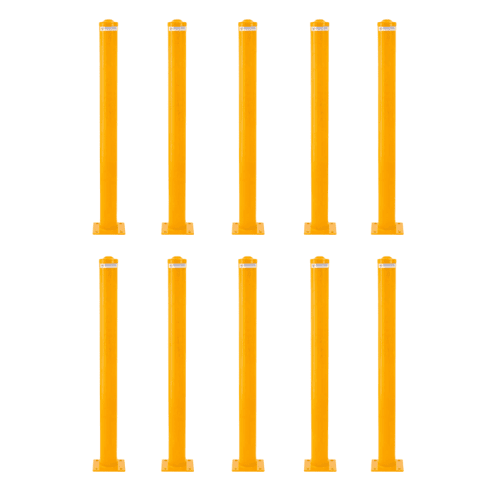 Ten pack. Surface mounted steel bollard. 114mm dia x 1300mm high. - Car Parks and Roads
