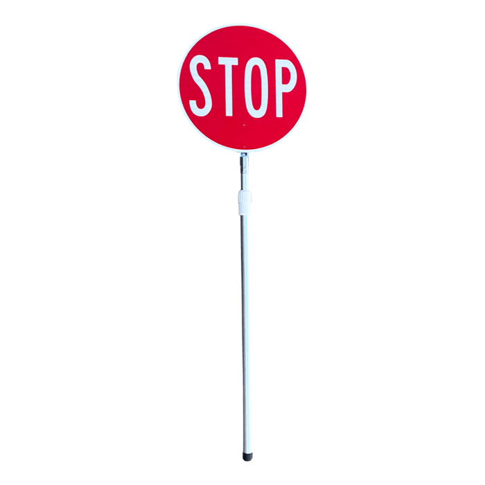 450mm Stop / Slow Paddle - Aluminium Telescopic Handle - Class1w - Car Parks and Roads