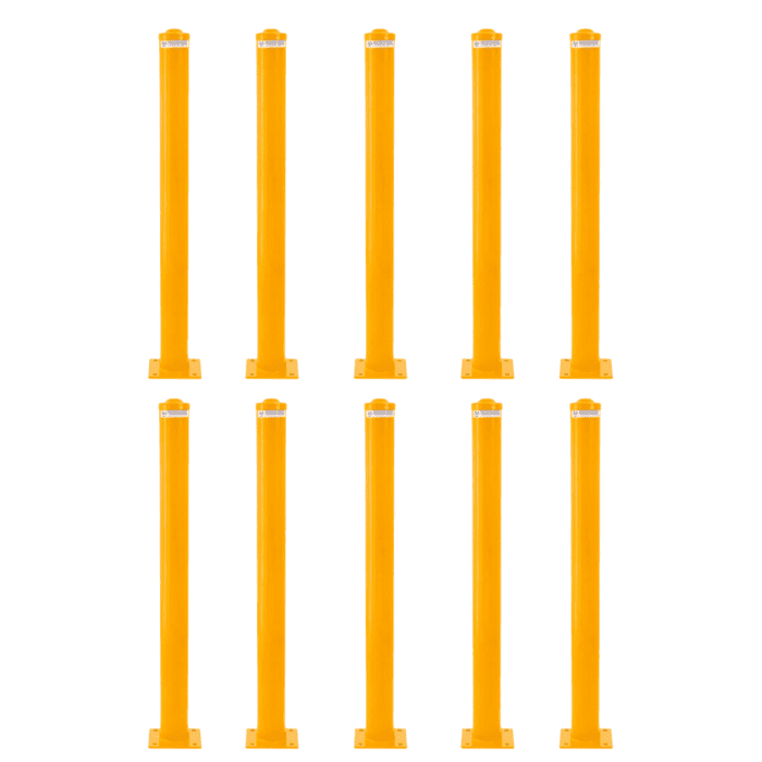 Ten pack - Surface mounted steel bollard. 140mm dia x 1300mm high. - Car Parks and Roads