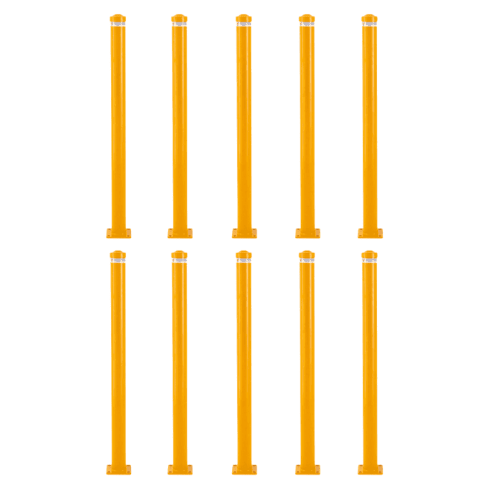Ten pack. Surface mounted steel bollard. 89mm dia x 1m high. - Car Parks and Roads