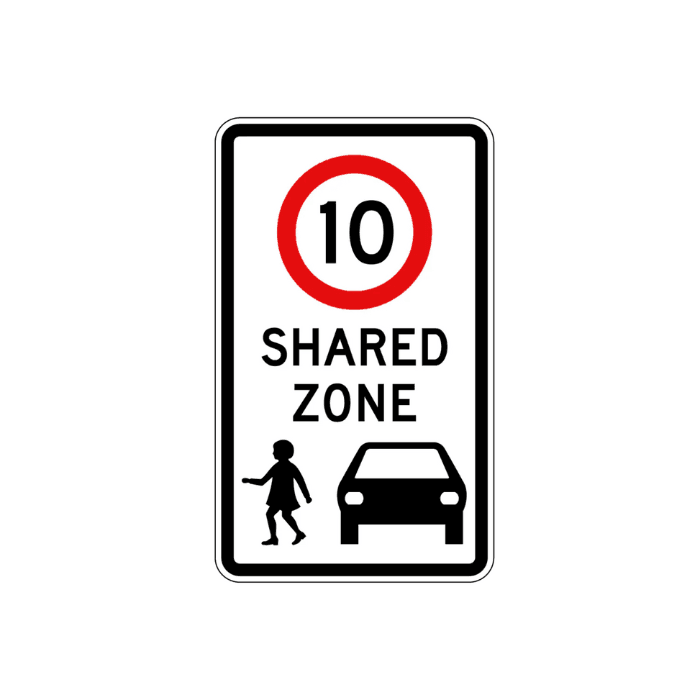 Shared Zone 10km - 450x750mm (R4-4A) - Car Parks and Roads