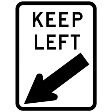 Keep Left Sign- 450x600mm (R2-3AL) - Car Parks and Roads