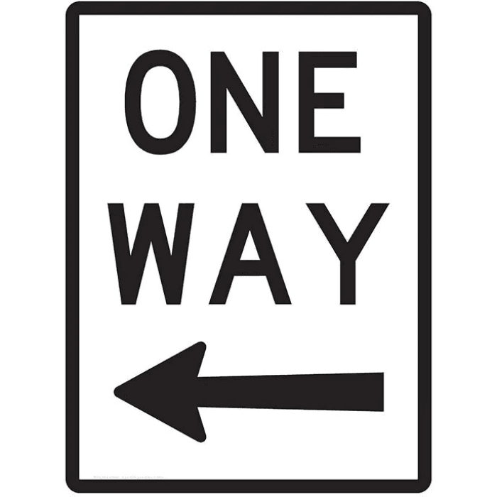 One Way Sign Left Arrow - 600x800mm (R2-2BL) - Car Parks and Roads