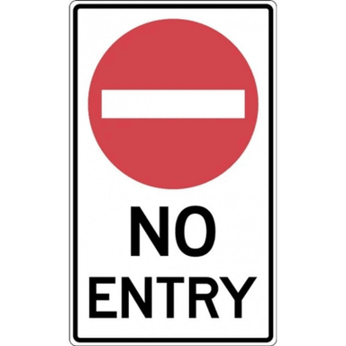 No Entry Sign- 600x1000mm (R2-4B) - Car Parks and Roads