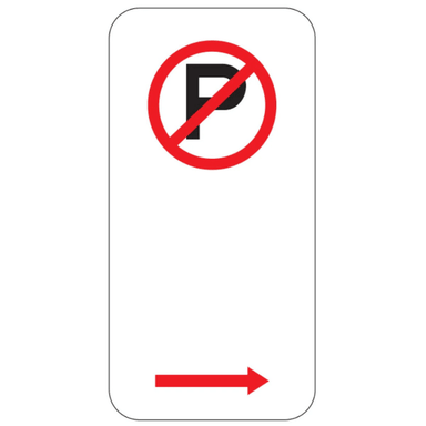 No Parking Right Arrow Sign -225x450mm (R5-40) - Car Parks and Roads