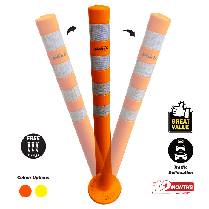 bollard super flexible 75mm x 1000mm yellow orange