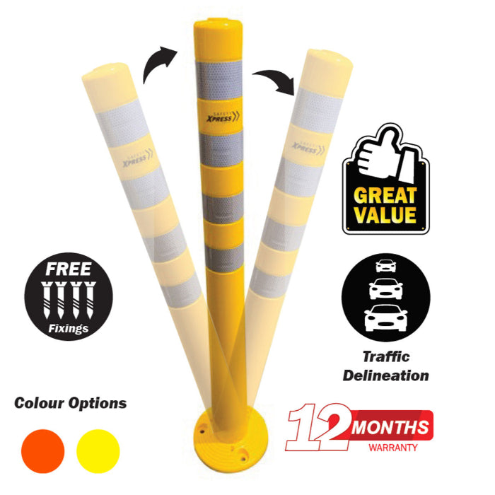 bollard super flexible 75mm x 1000mm yellow orange