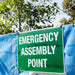 emergency assembly point sign 450x600mm metal corflute