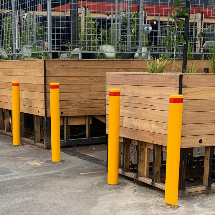 galvanised steel in ground bollard 165mm x 1600mm