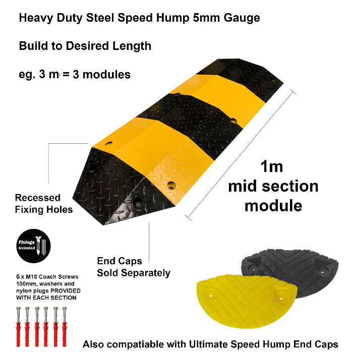 heavy duty steel speed hump 5mm gauge 1m middle section