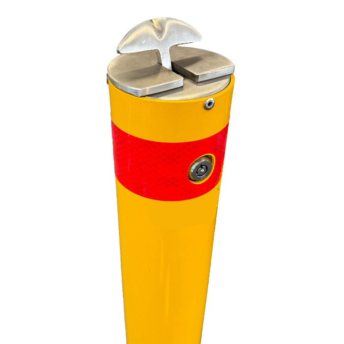 removable bollard 90mm x 1000mm surface mount twist t handle unique keyed includes fixings