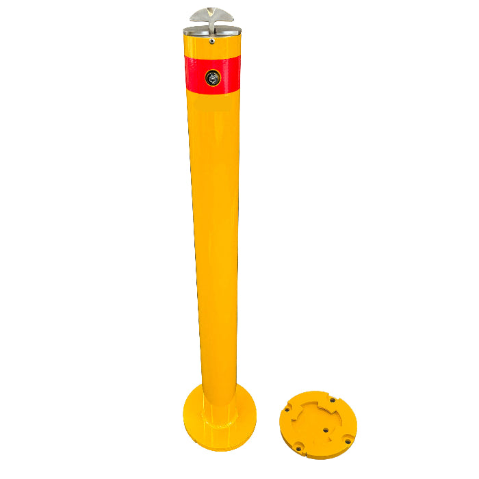 removable bollard 90mm x 1000mm surface mount twist t handle unique keyed includes fixings