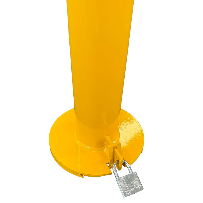 removable bollard 90mm x 1020mm surface mount slider type with t handle padlock lockable