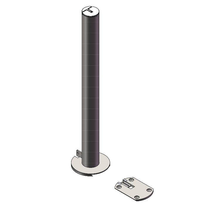 removable bollard 90mm x 1020mm surface mount slider type with t handle padlock lockable